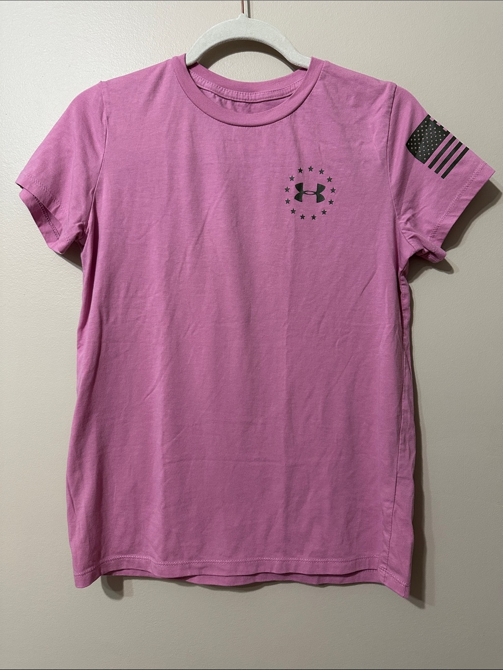 Under Armour Pink Classic Crewneck Tee with American Graphic